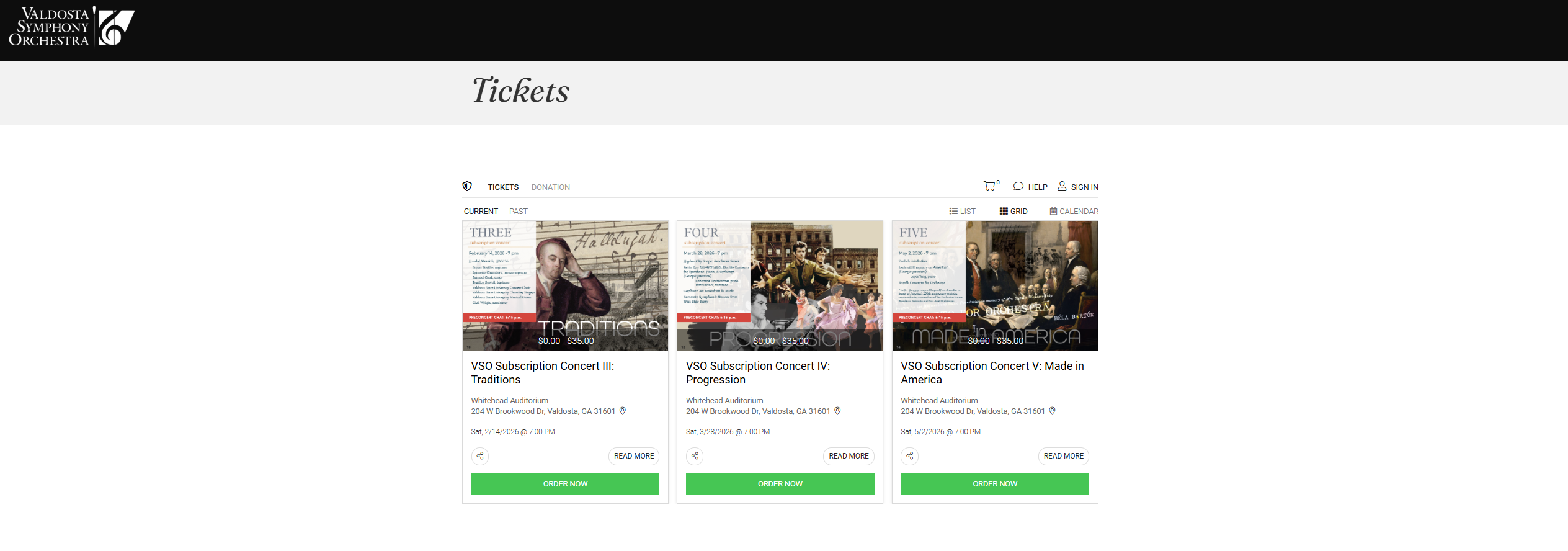 Valdosta Symphony Orchestra Website Screenshot 4
